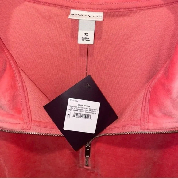 COPY - NWT Ava & Viv Coral Pink Knit 1/4 Zip Pullover Sweatshirt Size 3X - Picture 6 of 6